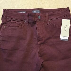 NYDJ Women's Deep Burgundy Straight Leg Jeans